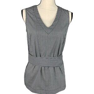 Max Jeans Cotton Top Women XS Sleeveless with Sash B&W Gingham